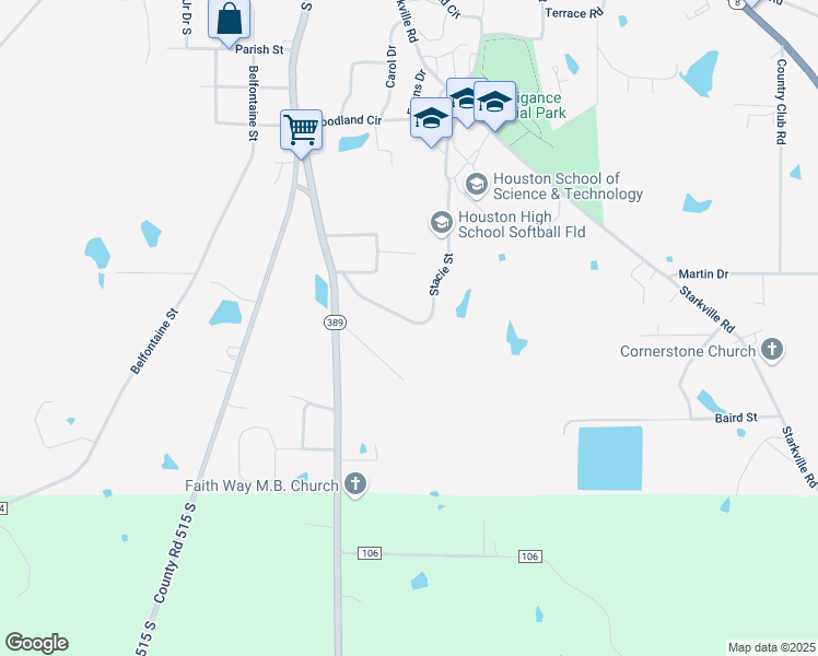 map of restaurants, bars, coffee shops, grocery stores, and more near Stacie Street in Houston