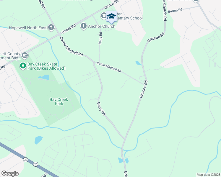 map of restaurants, bars, coffee shops, grocery stores, and more near 2984 Berry Road in Loganville