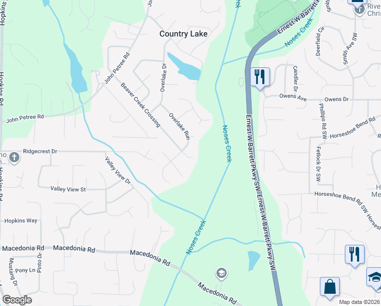 map of restaurants, bars, coffee shops, grocery stores, and more near 2747 Beaver Creek Crossing in Powder Springs