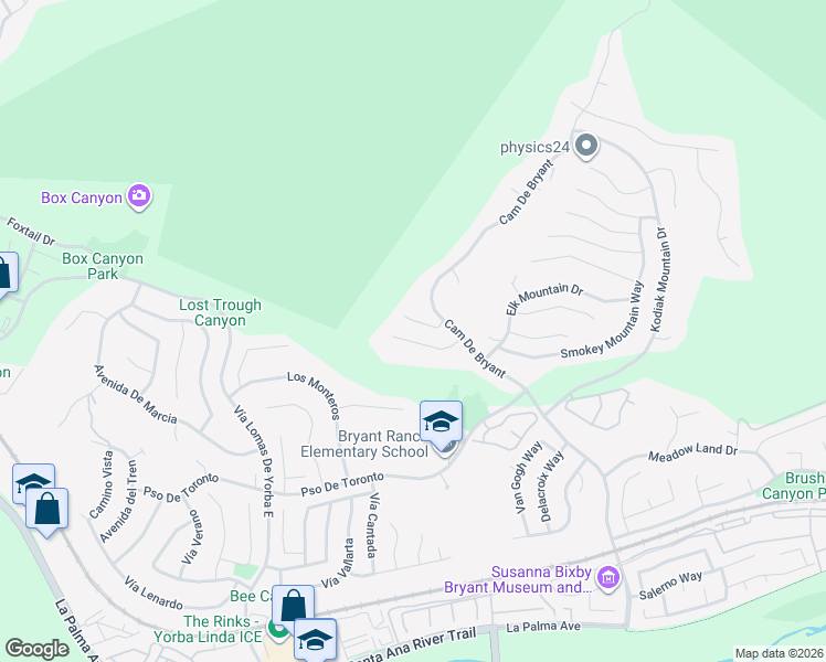 map of restaurants, bars, coffee shops, grocery stores, and more near 26930 Ironstone Drive in Yorba Linda