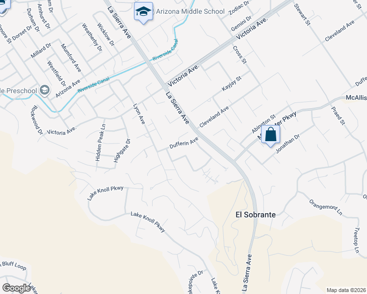 map of restaurants, bars, coffee shops, grocery stores, and more near 11142 Dufferin Avenue in Riverside