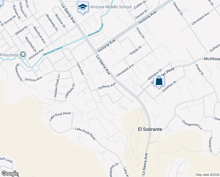 map of restaurants, bars, coffee shops, grocery stores, and more near 11130 Dufferin Avenue in Riverside