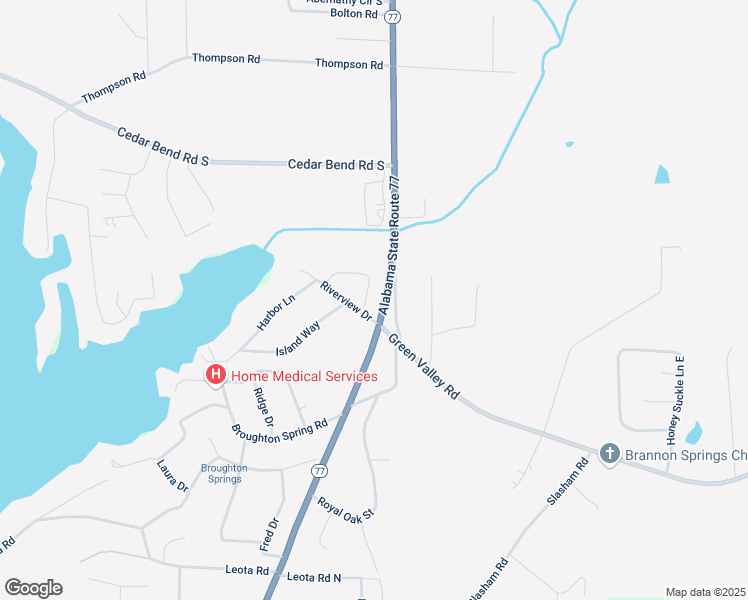 map of restaurants, bars, coffee shops, grocery stores, and more near 4761 Silverwood Drive in Gadsden