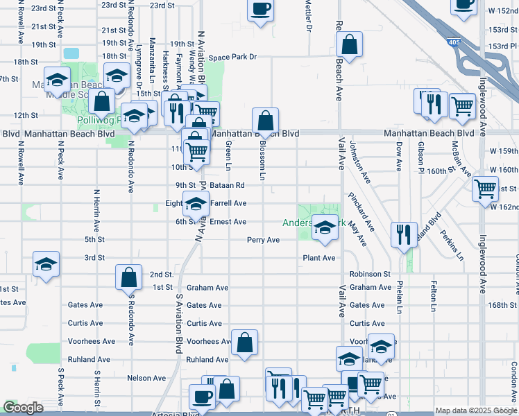 map of restaurants, bars, coffee shops, grocery stores, and more near 2016 Farrell Avenue in Redondo Beach
