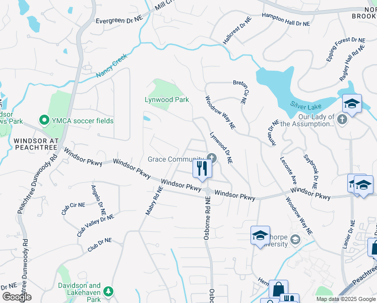 map of restaurants, bars, coffee shops, grocery stores, and more near 3268 Mae Avenue Northeast in Atlanta