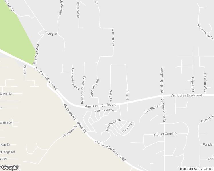 map of restaurants, bars, coffee shops, grocery stores, and more near 16327 Sally Lane in Riverside