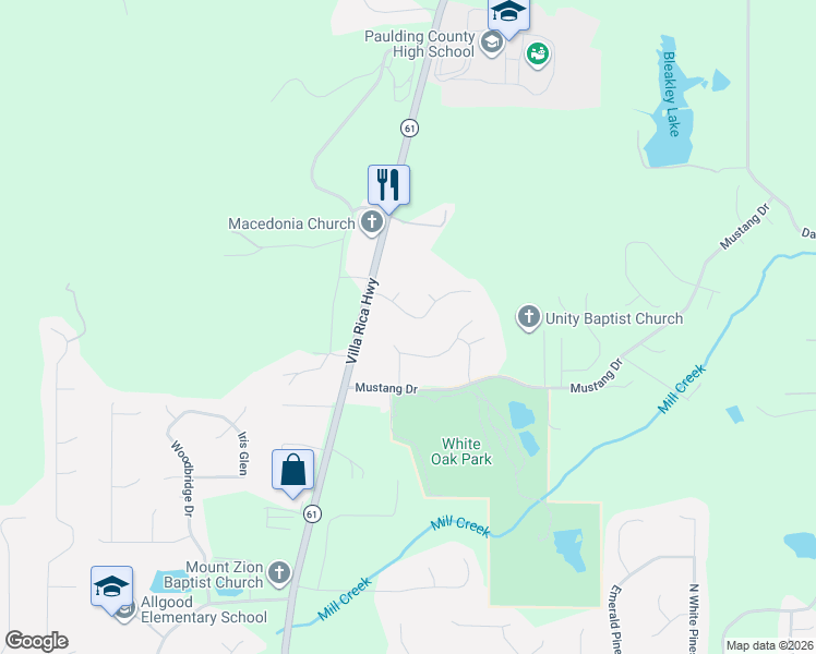 map of restaurants, bars, coffee shops, grocery stores, and more near 128 Ponderosa Drive in Dallas