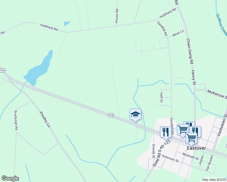 map of restaurants, bars, coffee shops, grocery stores, and more near 201 Newtown Road in Eastover