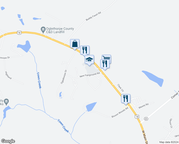 map of restaurants, bars, coffee shops, grocery stores, and more near 749 Athens Road in Lexington