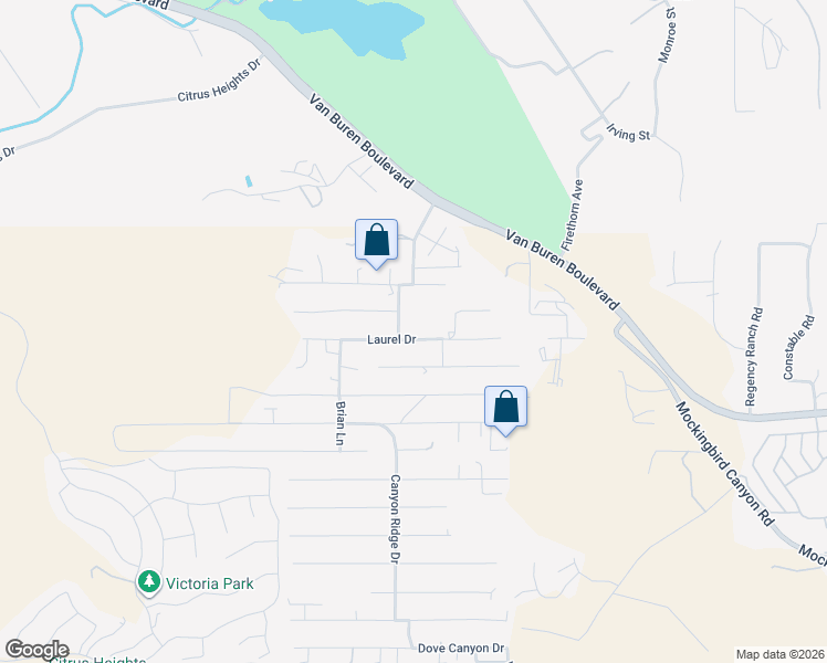 map of restaurants, bars, coffee shops, grocery stores, and more near 14284 Laurel Drive in Riverside