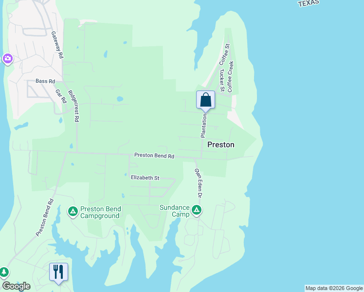 map of restaurants, bars, coffee shops, grocery stores, and more near 17 Sophia Drive in Pottsboro