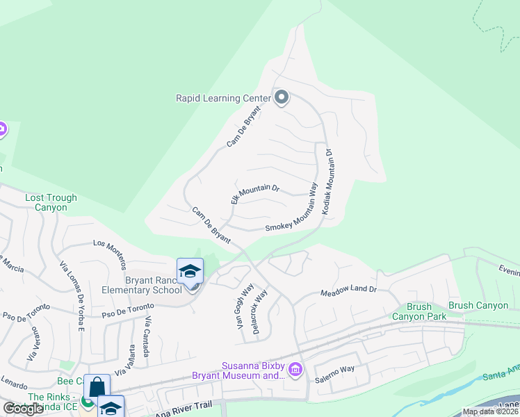 map of restaurants, bars, coffee shops, grocery stores, and more near 27830 Aleutia Way in Yorba Linda