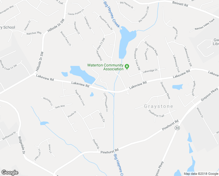 map of restaurants, bars, coffee shops, grocery stores, and more near 1261 Lakeview Road in Grayson