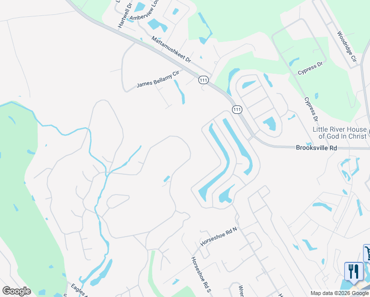 map of restaurants, bars, coffee shops, grocery stores, and more near 3516 Cedar Creek Run in Little River