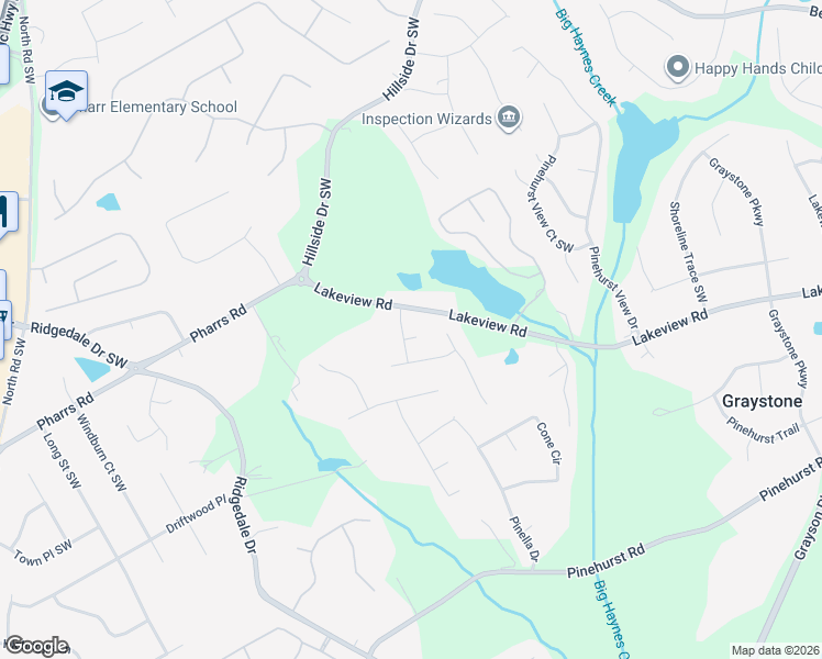 map of restaurants, bars, coffee shops, grocery stores, and more near 1315 Rambler Rose Court in Grayson