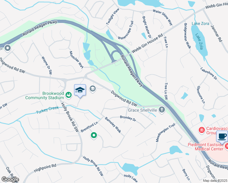 map of restaurants, bars, coffee shops, grocery stores, and more near 1294 Dogwood Road Southwest in Snellville