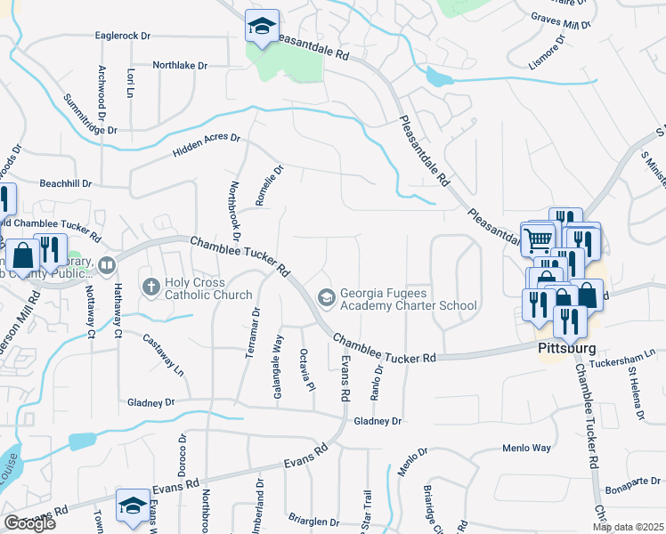 map of restaurants, bars, coffee shops, grocery stores, and more near 3233 Bolissa Drive in Atlanta