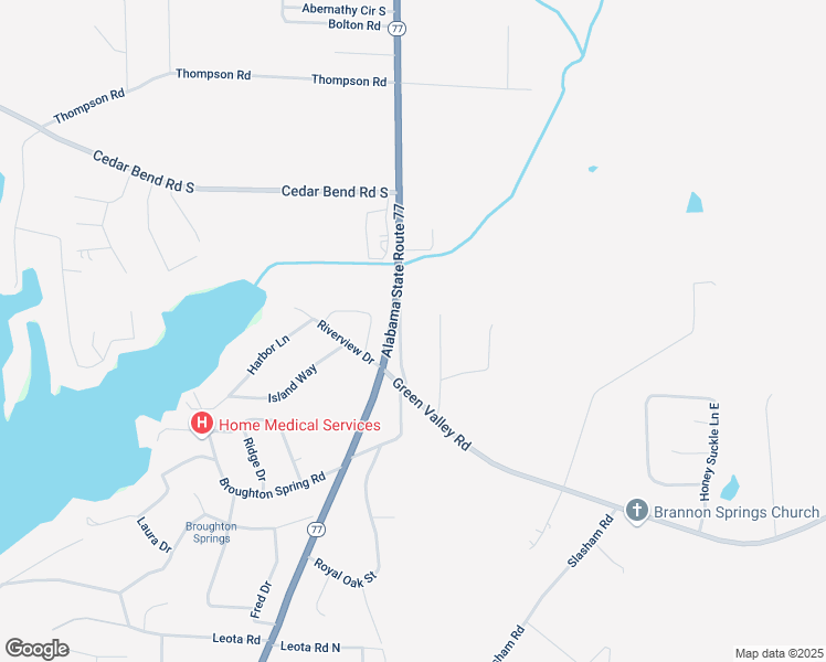 map of restaurants, bars, coffee shops, grocery stores, and more near 4761 Silverwood Drive in Gadsden