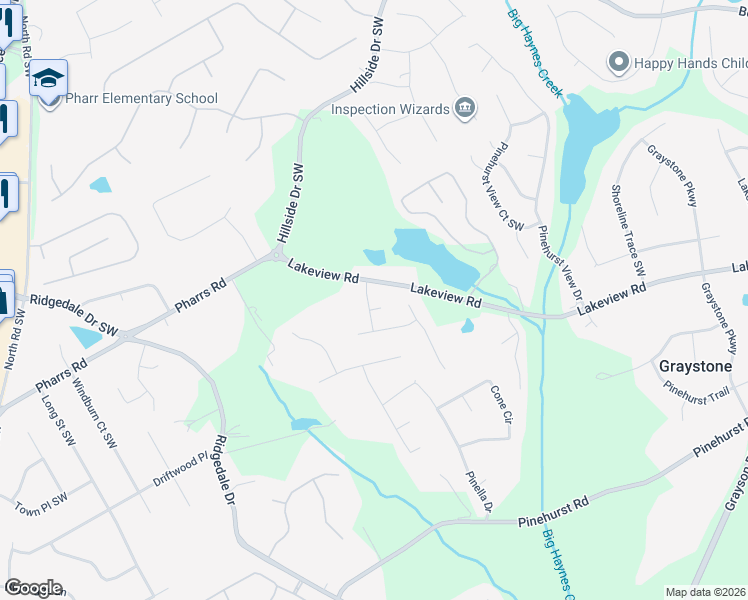 map of restaurants, bars, coffee shops, grocery stores, and more near 1315 Rambler Rose Court in Grayson