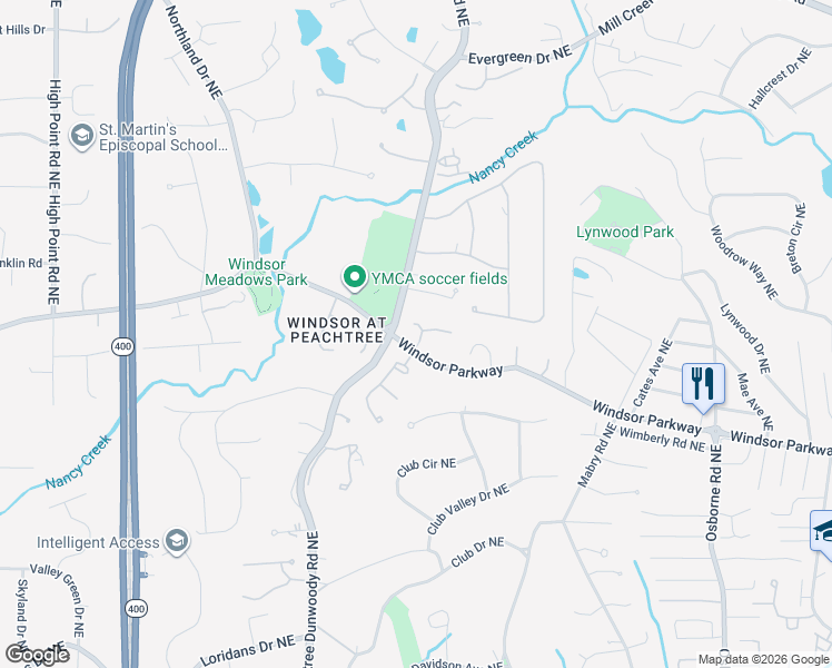 map of restaurants, bars, coffee shops, grocery stores, and more near 710 Estate Way in Atlanta