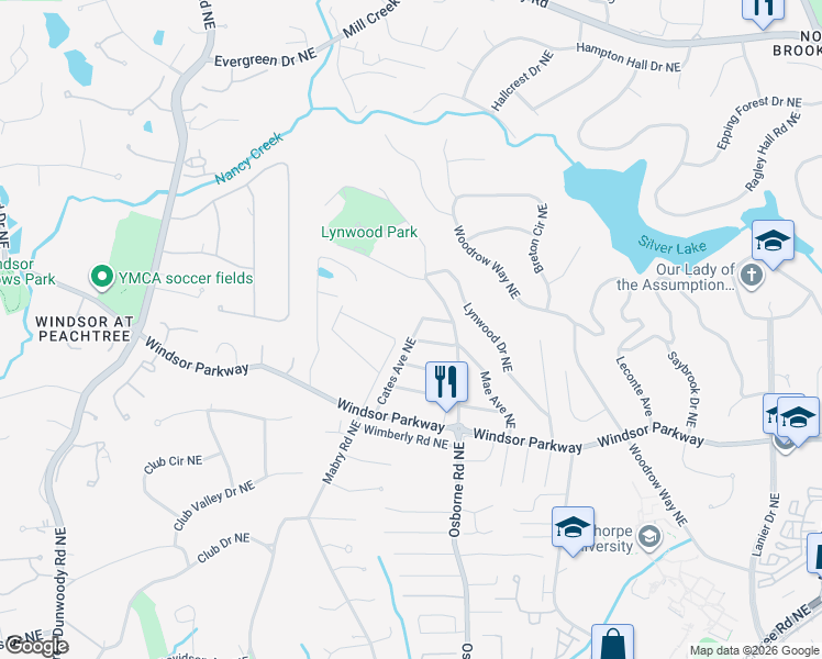map of restaurants, bars, coffee shops, grocery stores, and more near 3242 Cates Avenue Northeast in Atlanta