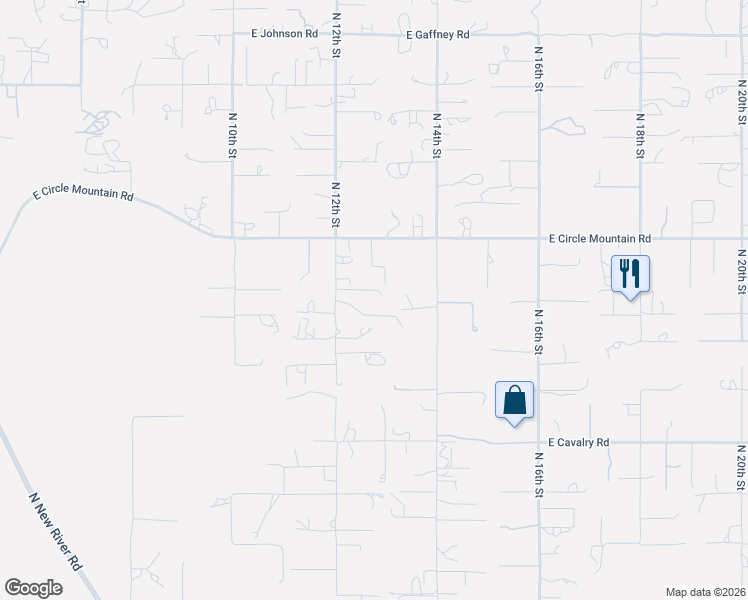map of restaurants, bars, coffee shops, grocery stores, and more near 43815 North 12th Street in New River