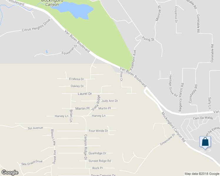 map of restaurants, bars, coffee shops, grocery stores, and more near 14461 Oakley Drive in Riverside