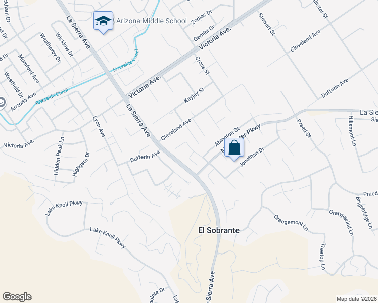 map of restaurants, bars, coffee shops, grocery stores, and more near 16213 Yarmouth Circle in Riverside