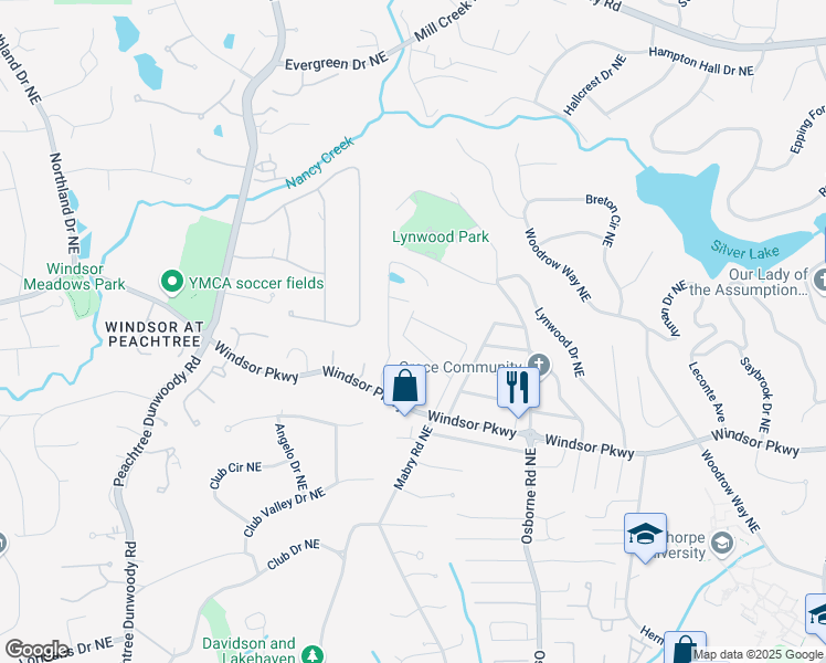 map of restaurants, bars, coffee shops, grocery stores, and more near 3207 Madison Avenue Northeast in Atlanta
