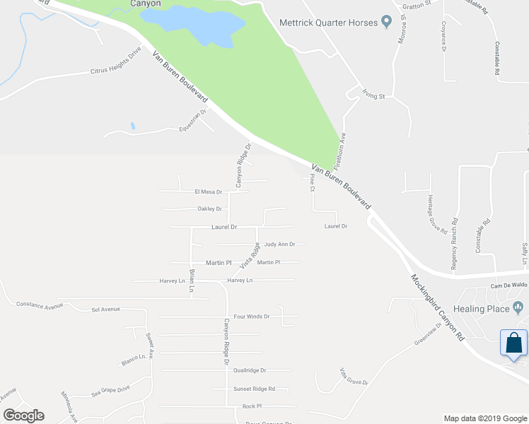 map of restaurants, bars, coffee shops, grocery stores, and more near 14405 Oakley Drive in Riverside