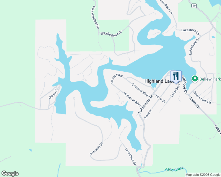 map of restaurants, bars, coffee shops, grocery stores, and more near 58 Sunset Point in Oneonta