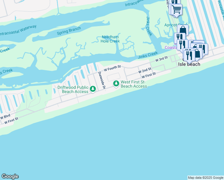 map of restaurants, bars, coffee shops, grocery stores, and more near 2 Private Dr in Ocean Isle Beach