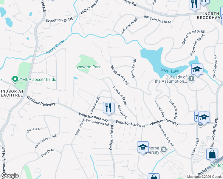 map of restaurants, bars, coffee shops, grocery stores, and more near 3239 Osborne Road Northeast in Atlanta