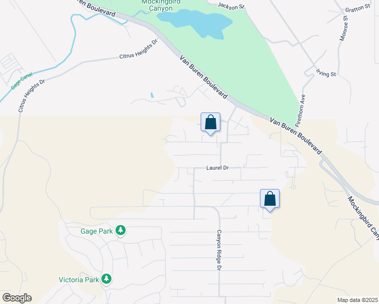 map of restaurants, bars, coffee shops, grocery stores, and more near 14114 Oakley Drive in Riverside