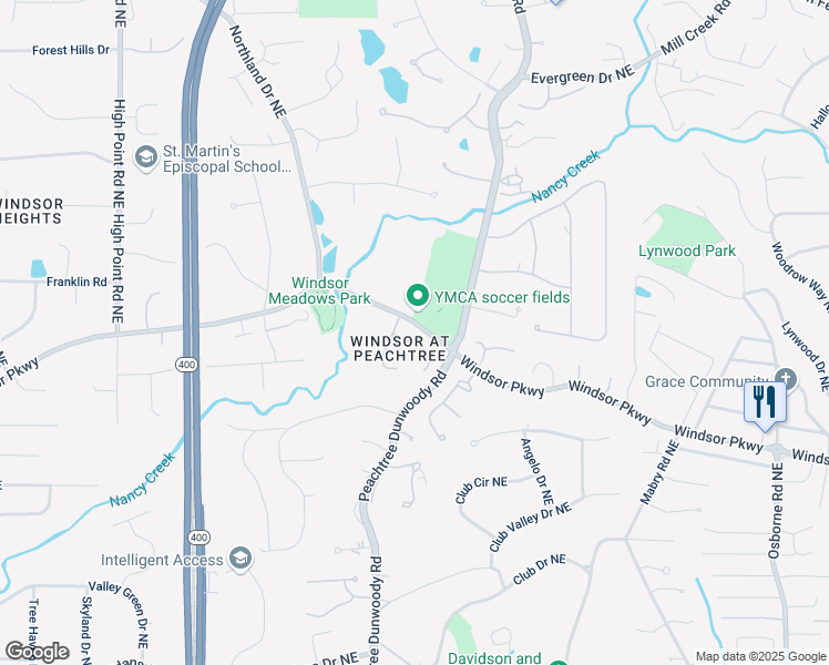 map of restaurants, bars, coffee shops, grocery stores, and more near 220 Windsor Gate Cove Northeast in Atlanta