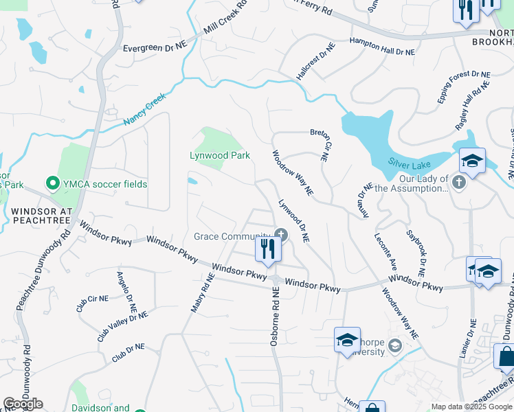 map of restaurants, bars, coffee shops, grocery stores, and more near 3268 Cates Avenue Northeast in Atlanta