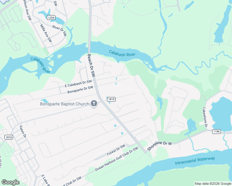 map of restaurants, bars, coffee shops, grocery stores, and more near 8943 Bonaparte Drive Southwest in Sunset Beach