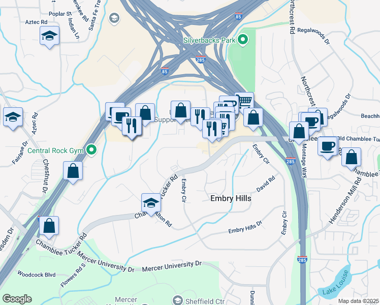 map of restaurants, bars, coffee shops, grocery stores, and more near 3325 North Embry Circle in Atlanta