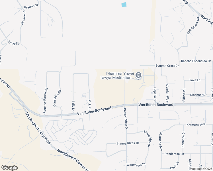 map of restaurants, bars, coffee shops, grocery stores, and more near 16264 Pick Place in Riverside