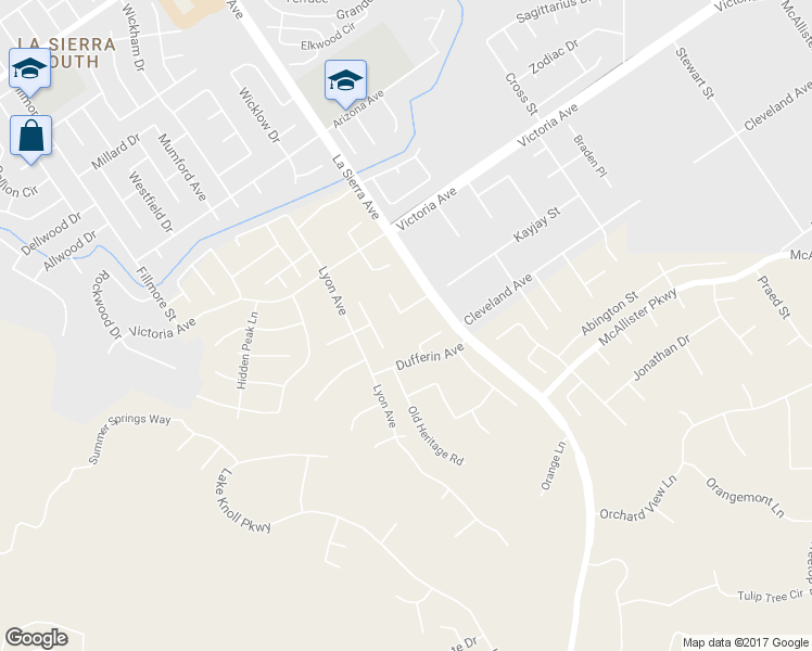 map of restaurants, bars, coffee shops, grocery stores, and more near 11140 Old Fashion Way in Riverside