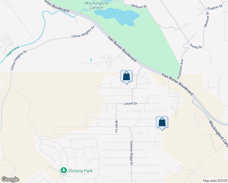 map of restaurants, bars, coffee shops, grocery stores, and more near 14119 El Mesa Drive in Riverside