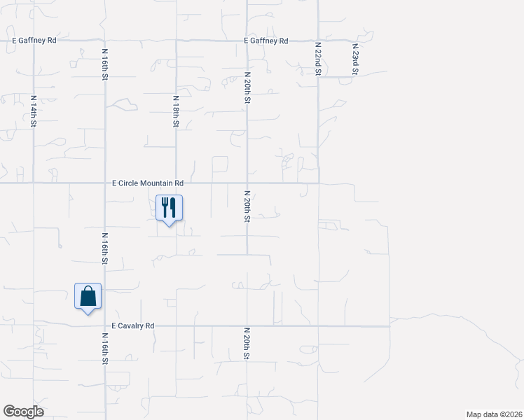 map of restaurants, bars, coffee shops, grocery stores, and more near 44021 North 20th Street in New River