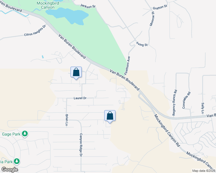 map of restaurants, bars, coffee shops, grocery stores, and more near 14511 Pine Court in Riverside