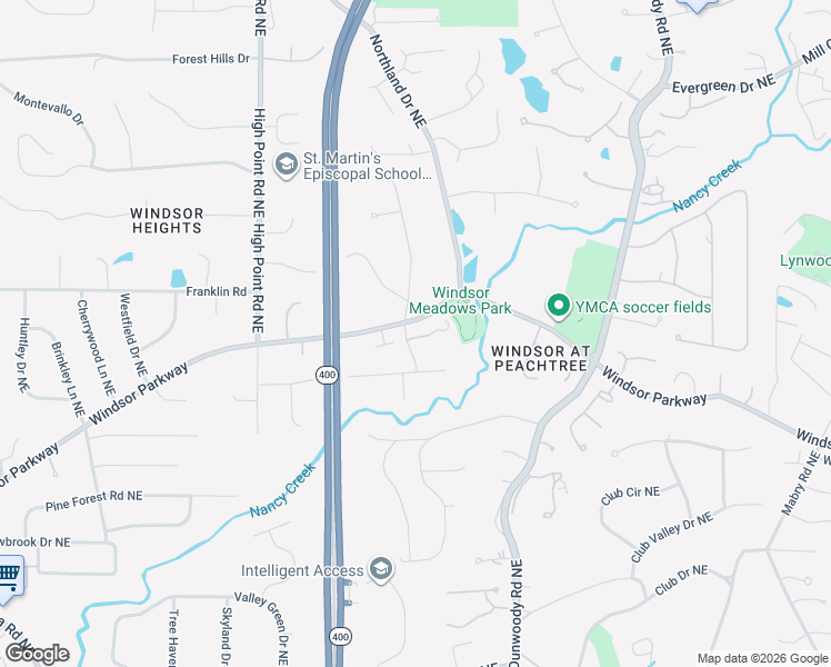 map of restaurants, bars, coffee shops, grocery stores, and more near 750 Brook Park Place in Atlanta
