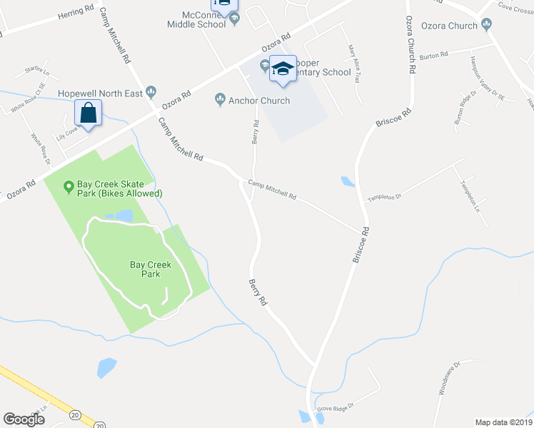 map of restaurants, bars, coffee shops, grocery stores, and more near 2944 Berry Road in Loganville