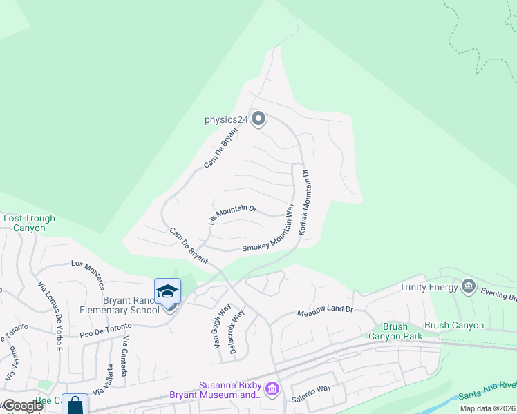 map of restaurants, bars, coffee shops, grocery stores, and more near 27905 Elk Mountain Drive in Yorba Linda