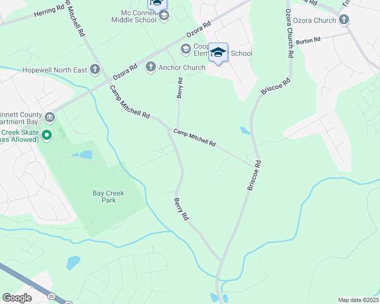 map of restaurants, bars, coffee shops, grocery stores, and more near 2944 Berry Road in Loganville