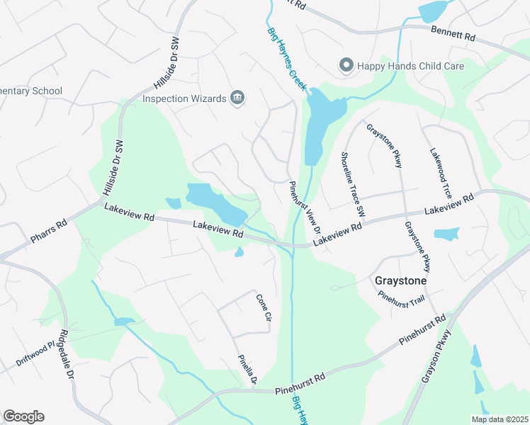map of restaurants, bars, coffee shops, grocery stores, and more near 1329 Lakeview Road in Grayson