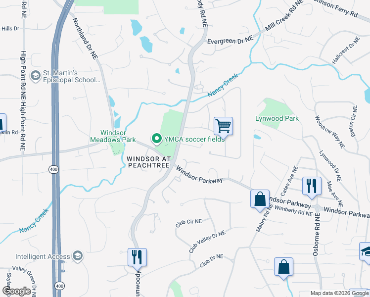 map of restaurants, bars, coffee shops, grocery stores, and more near 2 The Croft Northeast in Atlanta