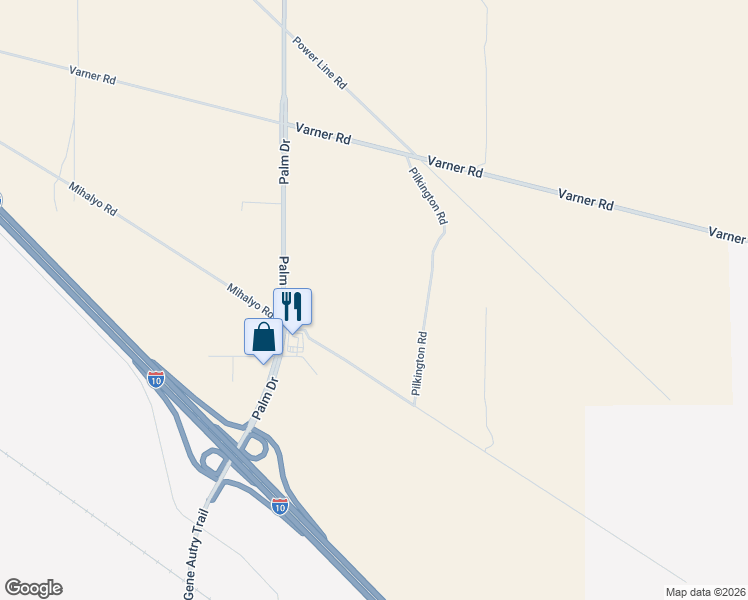 map of restaurants, bars, coffee shops, grocery stores, and more near 22455 Caldwell Drive in Desert Hot Springs